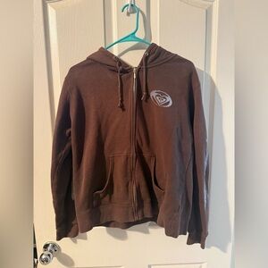 Roxy Brown Hooded Zip Sweatshirt with Drawstring